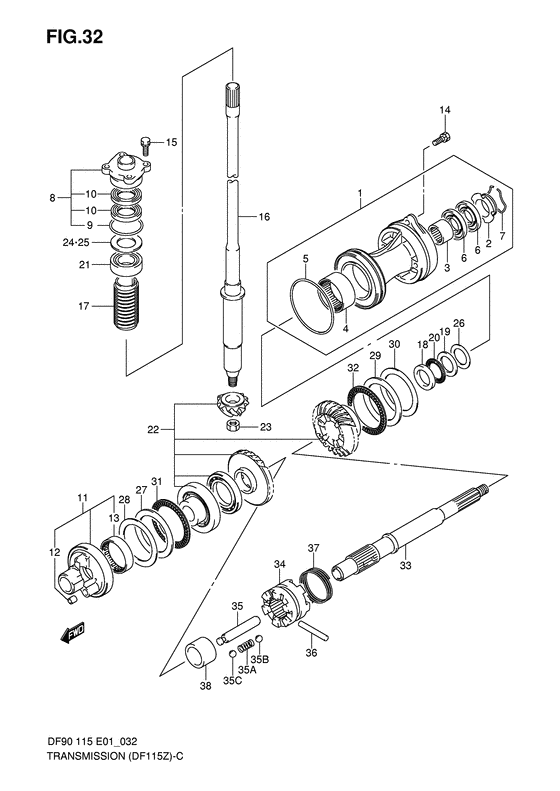 Suzuki DF 115 Transmission Counter Rotation