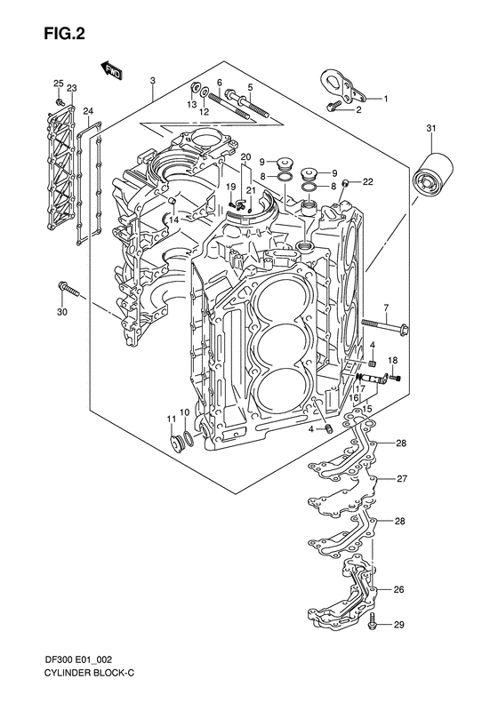 Suzuki DF 300 Cylinder Block