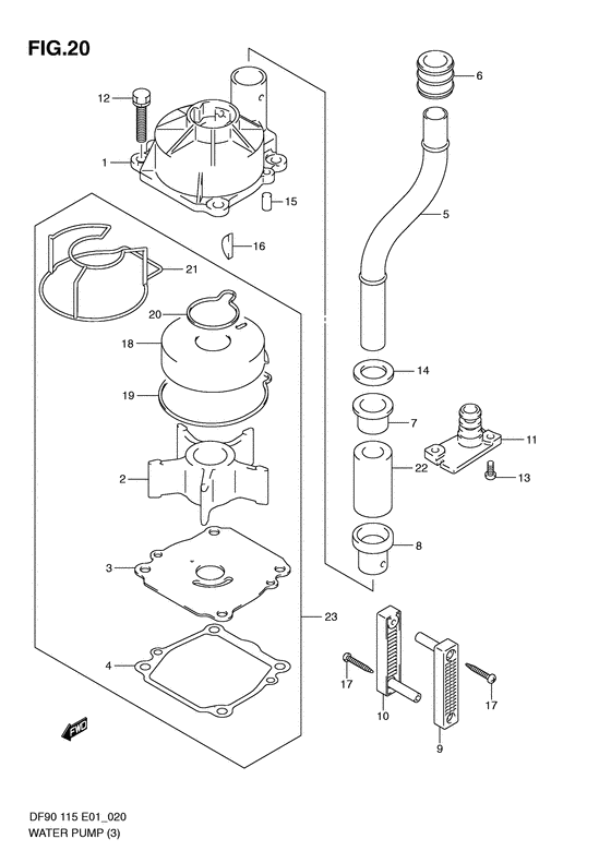 Suzuki DF 115 Water Pump S/N 11501F-681518 to 11502F-11XXXX S/N 11501Z-880001 to 11502Z-11XXXX
