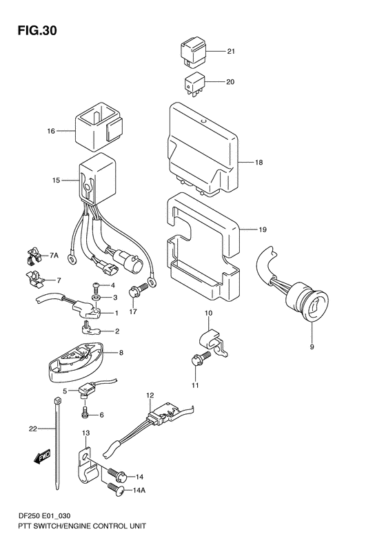 Suzuki DF 250 PTT Switch/Engine Control Unit