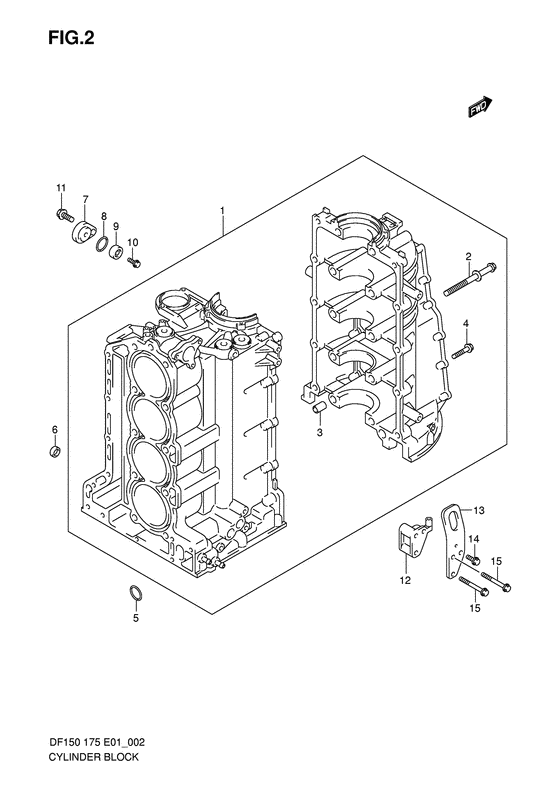 Suzuki DF 175 Cylinder Block
