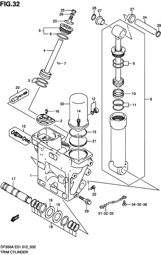 Suzuki DF 300 Trim Cylinder
