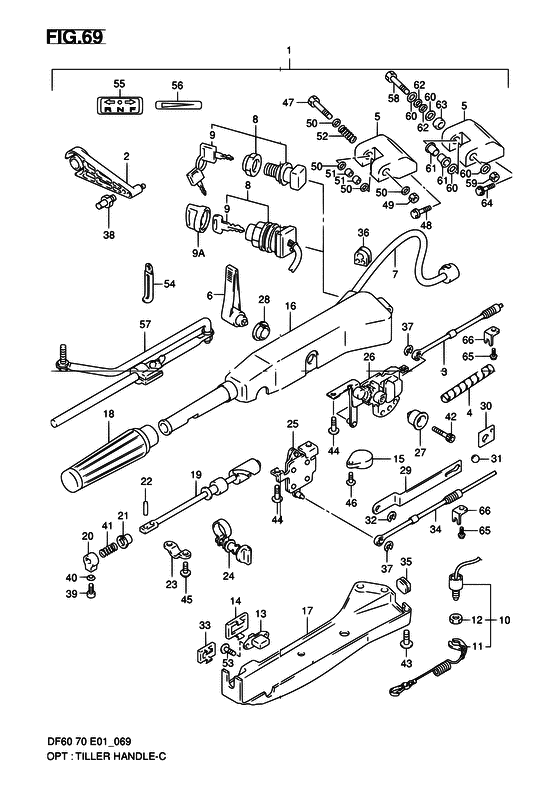 Suzuki DF 70 Opt:tiller handle