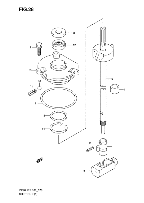 Suzuki DF 90 Clutch Rod