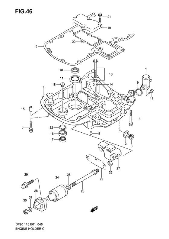 Suzuki DF 115 Engine Holder  (S/N 681518 & Newer) DF 115Z (2008 to S/N 11502Z-11XXXX)