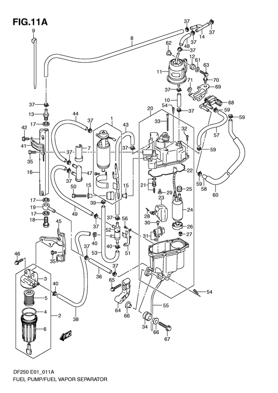Suzuki DF 200 Fuel Pump/Fuel Vapor Separator(S/N 110001 &amp;Newer)