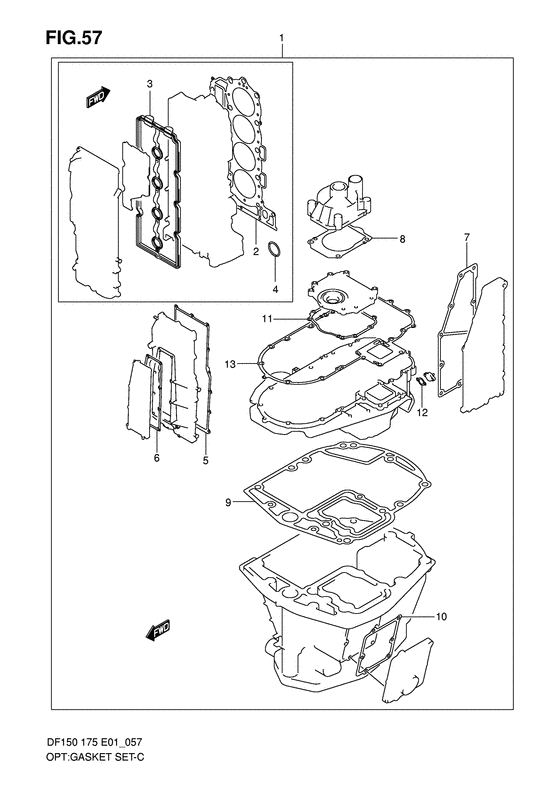 Suzuki DF 175 Opt: Gasket Set