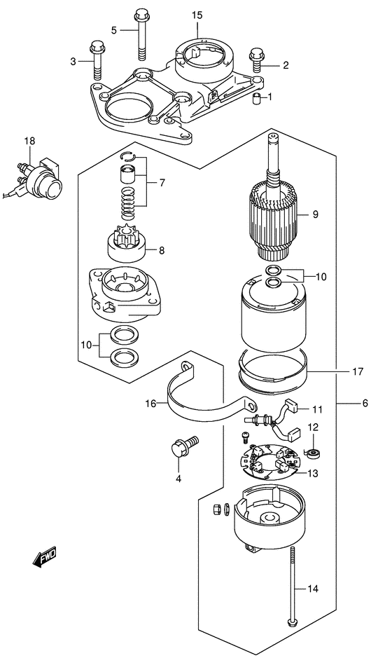 Suzuki DF 70 Starting motor
