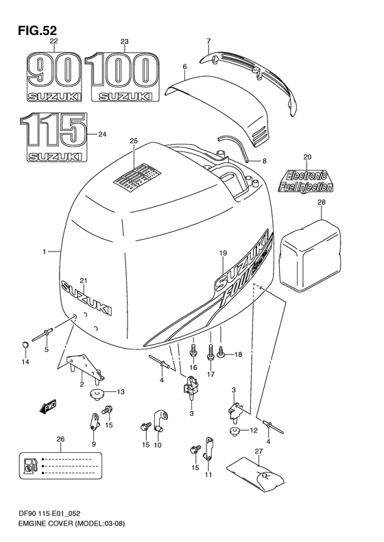 Suzuki DF 115 Engine Cover 2003 to 2009
