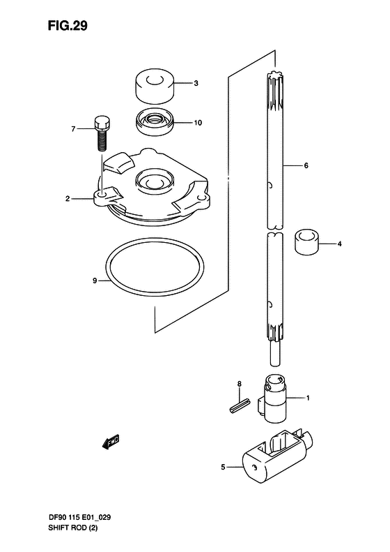 Suzuki DF 115 (S/N 681518 & Newer) Clutch Rod