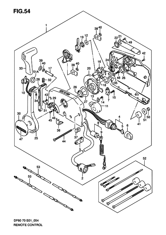 Suzuki DF 70 Remote control ((MODEL:04); NOTE : REFER TO FIG.55(H-10) FOR MODEL:05~09)