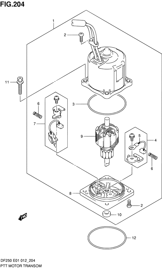 Suzuki DF 250 PTT Motor w/Transom