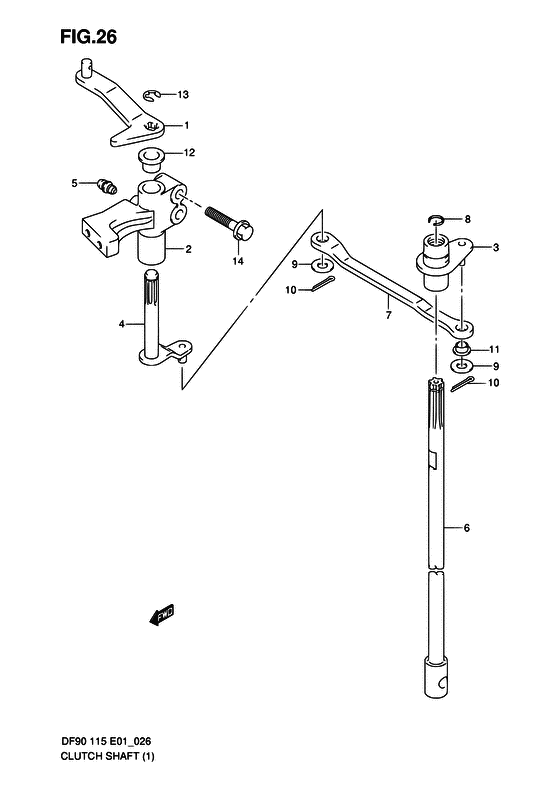 Suzuki DF 115 Clutch Shaft (S/N 373696 to 681517)