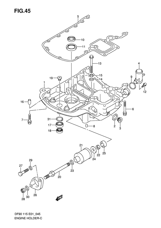 Suzuki DF 115 Engine Holder (S/N 681517 & Older)