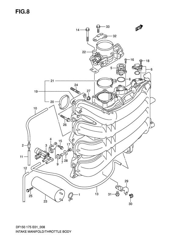 Suzuki DF 175 Intake Manifold/Throttle Body