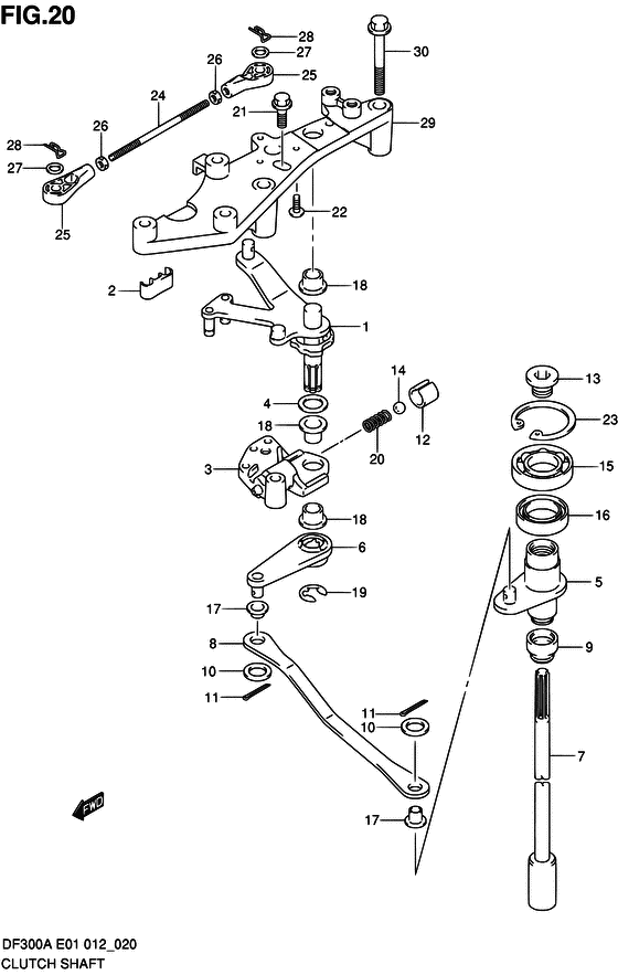 Suzuki DF 300 Clutch Shaft