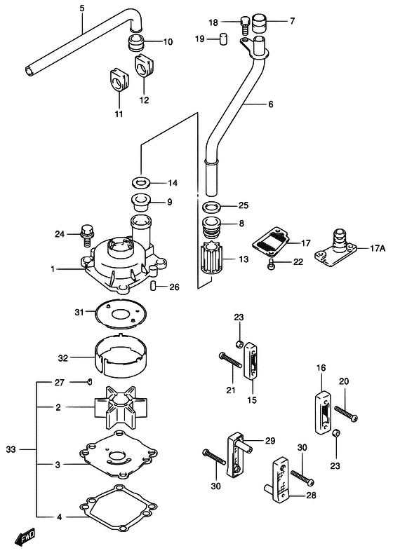 Suzuki DF 70 Water pump (NOTE : REFER TO FIG.19A(C-15) FOR MODEL:08~09)