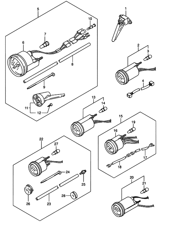 Suzuki DF 70 Opt:meter ((MODEL:98~04); NOTE : REFER TO FIG.61(J- 3) FOR MODEL:05~)