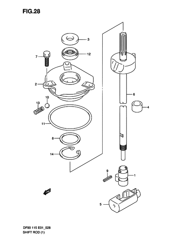 Suzuki DF 115 Clutch Rod (S/N 681517 & Older)