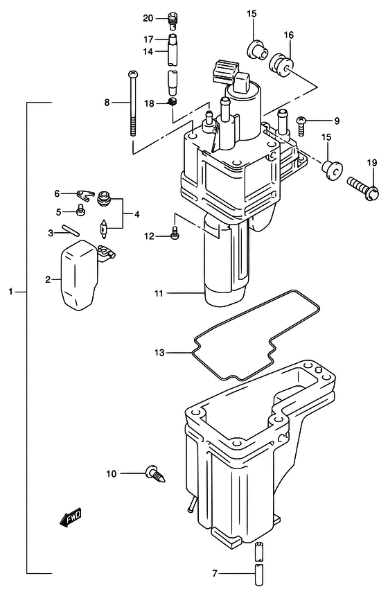 Suzuki DF 70 Exhaust manifold