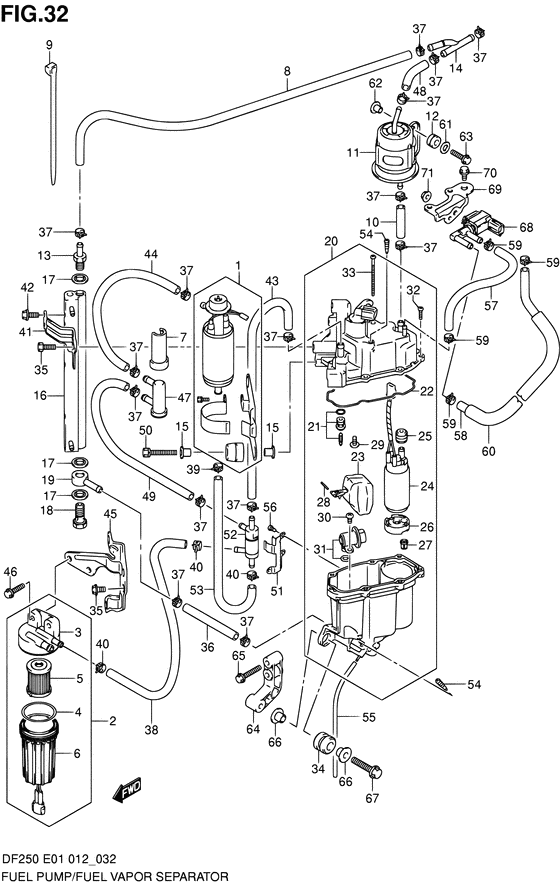 Suzuki DF 250 Fuel Pump/Fuel Vapor Separator