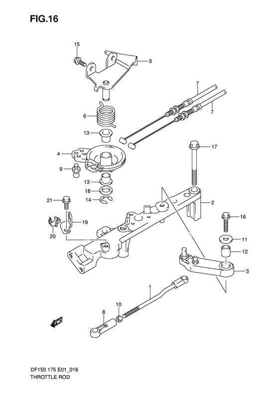 Suzuki DF 175 Throttle Rod