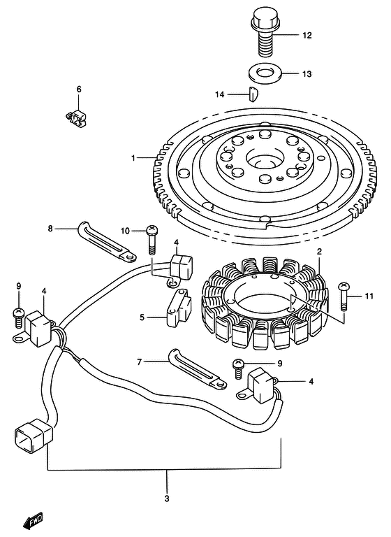 Suzuki DF 70 Magneto ((MODEL:98~00); NOTE : REFER TO FIG.31(E- 5) MODEL:01~09)