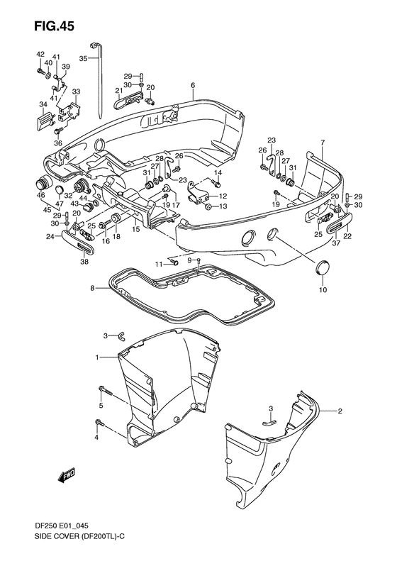 Suzuki DF 200 Side Cover(DF200TL 2008&amp;Newer)