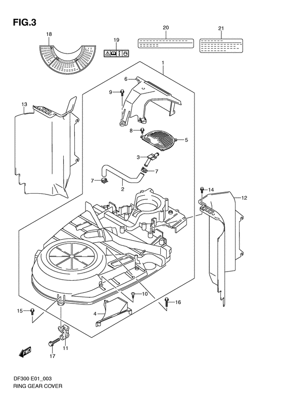 Suzuki DF 300 Ring Gear Cover