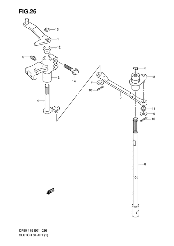 Suzuki DF 90 Clutch Shaft