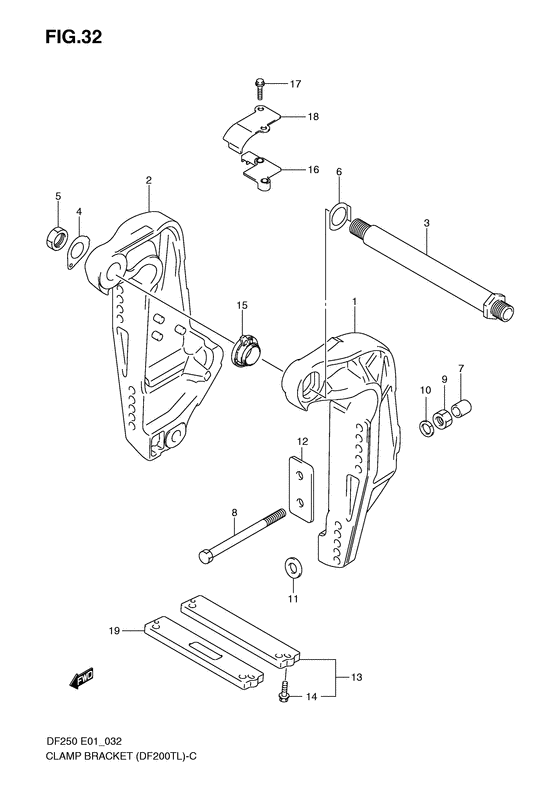 Suzuki DF 200 Clamp Bracket (DF200TL 2008&amp;Newer)