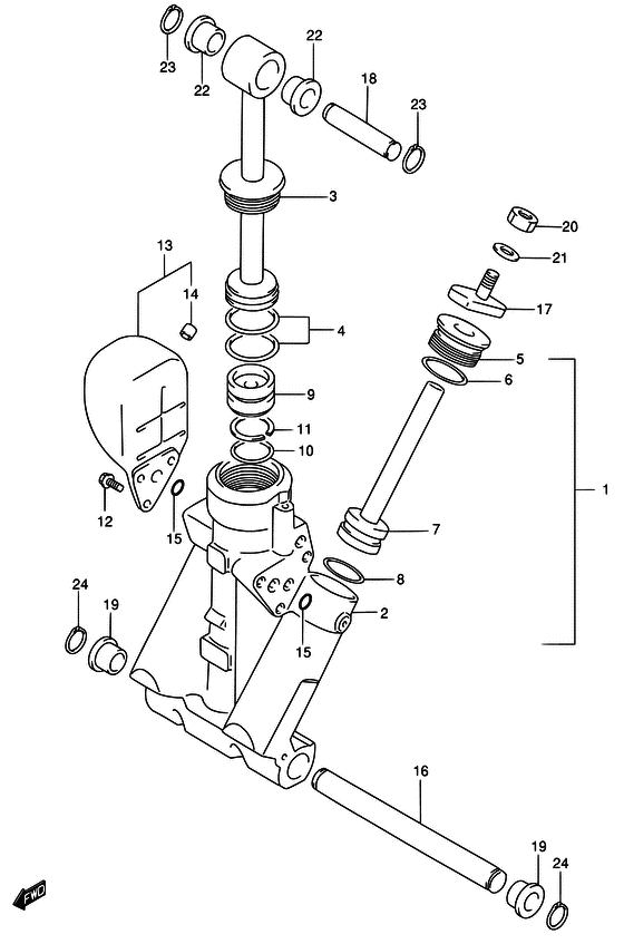 Suzuki DF 70 Trim cylinder ((MODEL:98~00); NOTE : REFER TO FIG.40(F- 7) FOR MODEL:01~09)