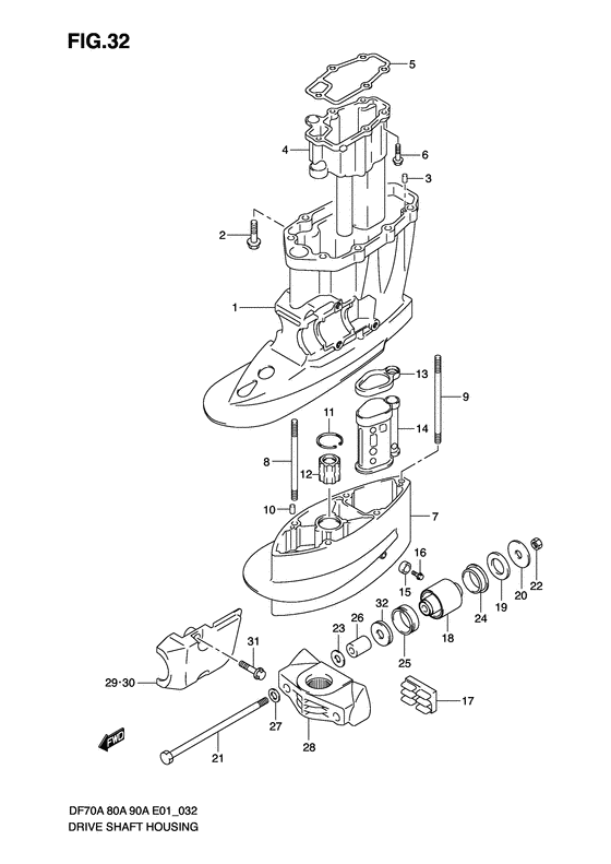 Suzuki DF 90 Drive Shaft Housing