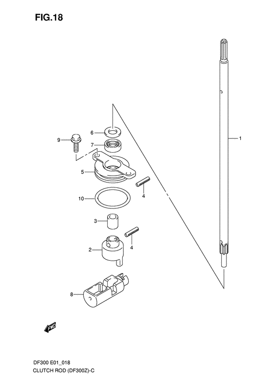 Suzuki DF 300 Clutch Rod Counter Rotation