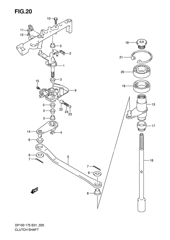 Suzuki DF 175 Clutch Shaft